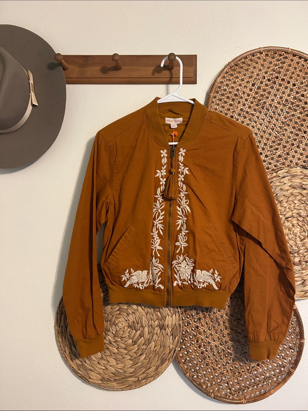 NWT Knox Rose Cotton Embroidered Bomber Jacket Size XS